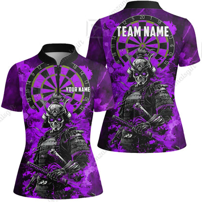 Custom Darts Team Jersey, Personalized Skull Samurai Dartboard Dart Polo Shirt For Players With Name & Team Name