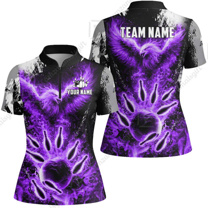 Custom Bowling Jersey Polo Shirt, Flaming Phoenix Bowling, Custom Bowling Jersey Team Shirt For Players With Name & Team Name