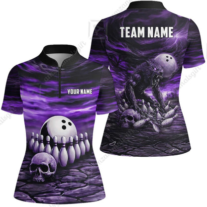Custom Full Moon Werewolf Bowling Jersey Polo Shirt, Custom Full Moon Werewolf Bowling Jersey Team Shirt For Players With Name & Team Name