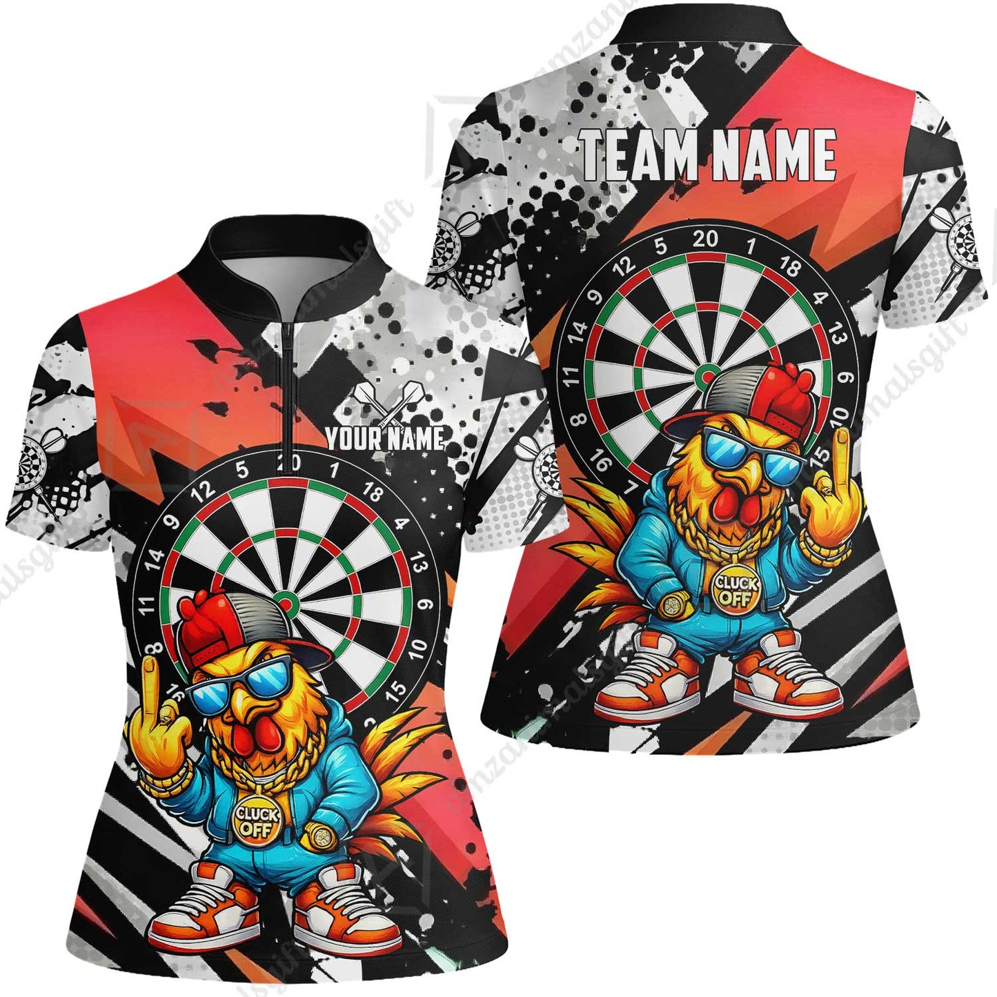 Custom Darts Team Jersey, Personalized Street Rebel Rooster Darts Polo Shirt For Players With Name & Team Name