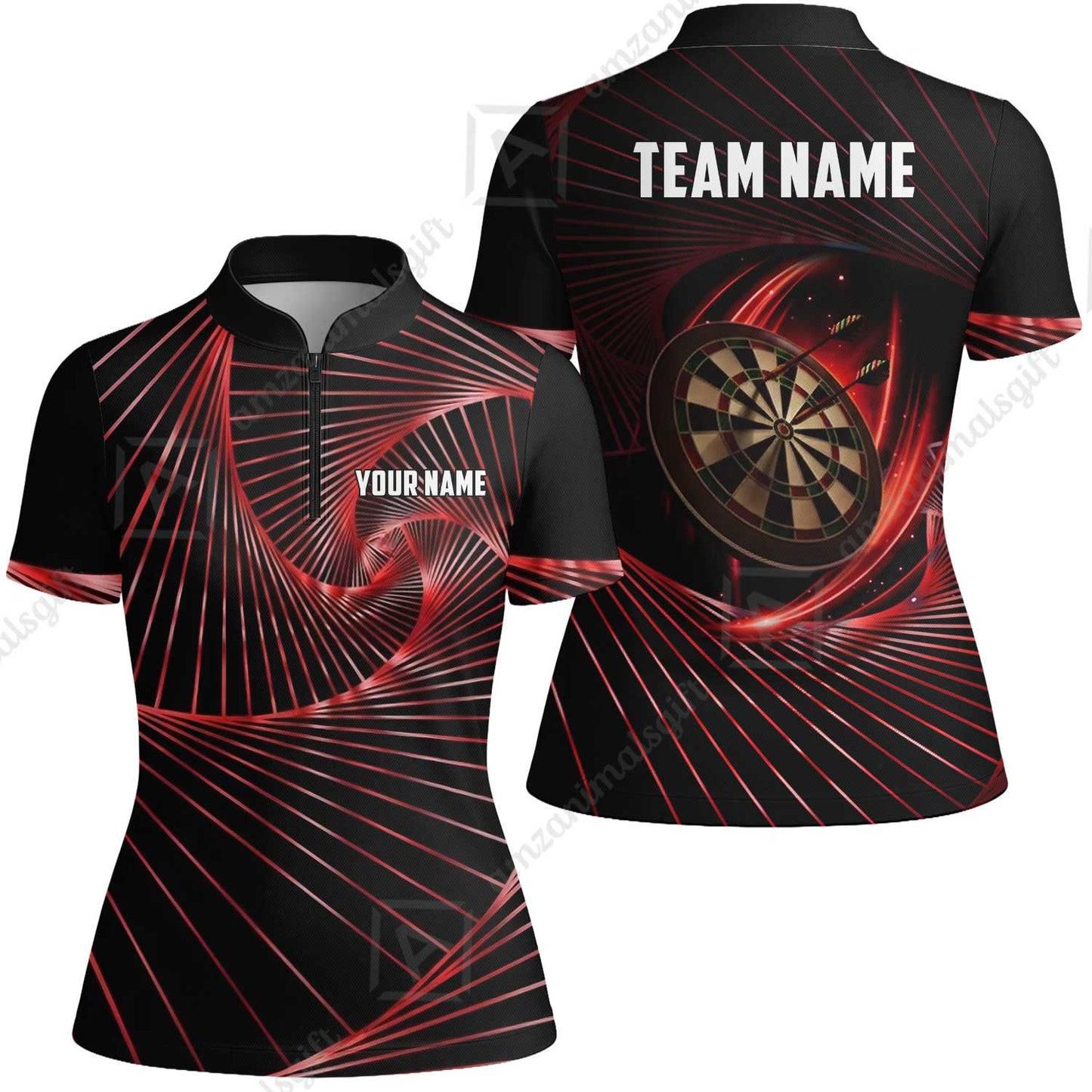 Custom Darts Team Jersey, Personalized Dark Flame Dart Polo Shirt For Players With Name & Team Name