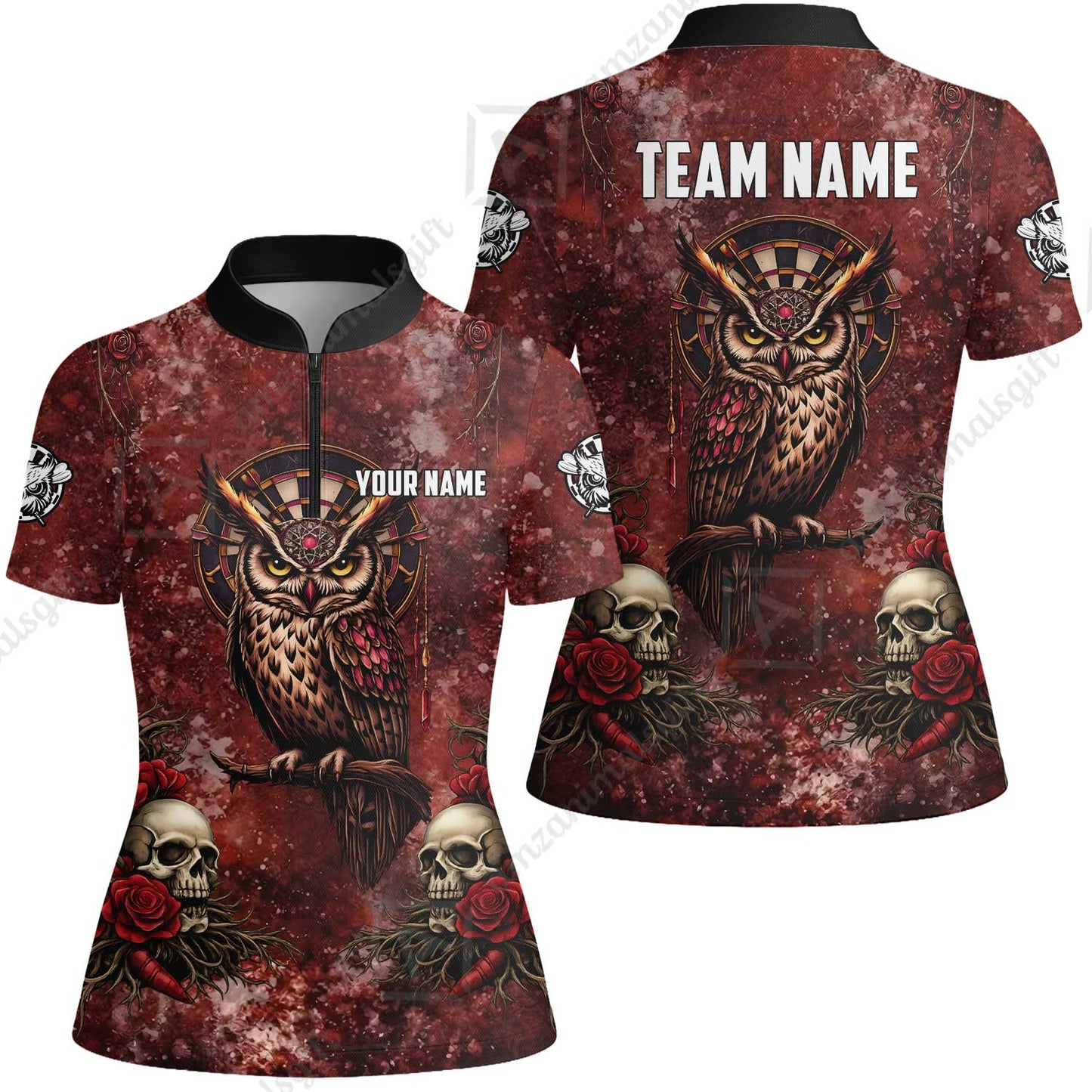 Custom Darts Team Jersey, Personalized Spooky Owl Jersey Shirt For Players With Name & Team Name
