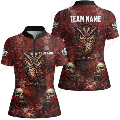 Custom Darts Team Jersey, Personalized Spooky Owl Jersey Shirt For Players With Name & Team Name