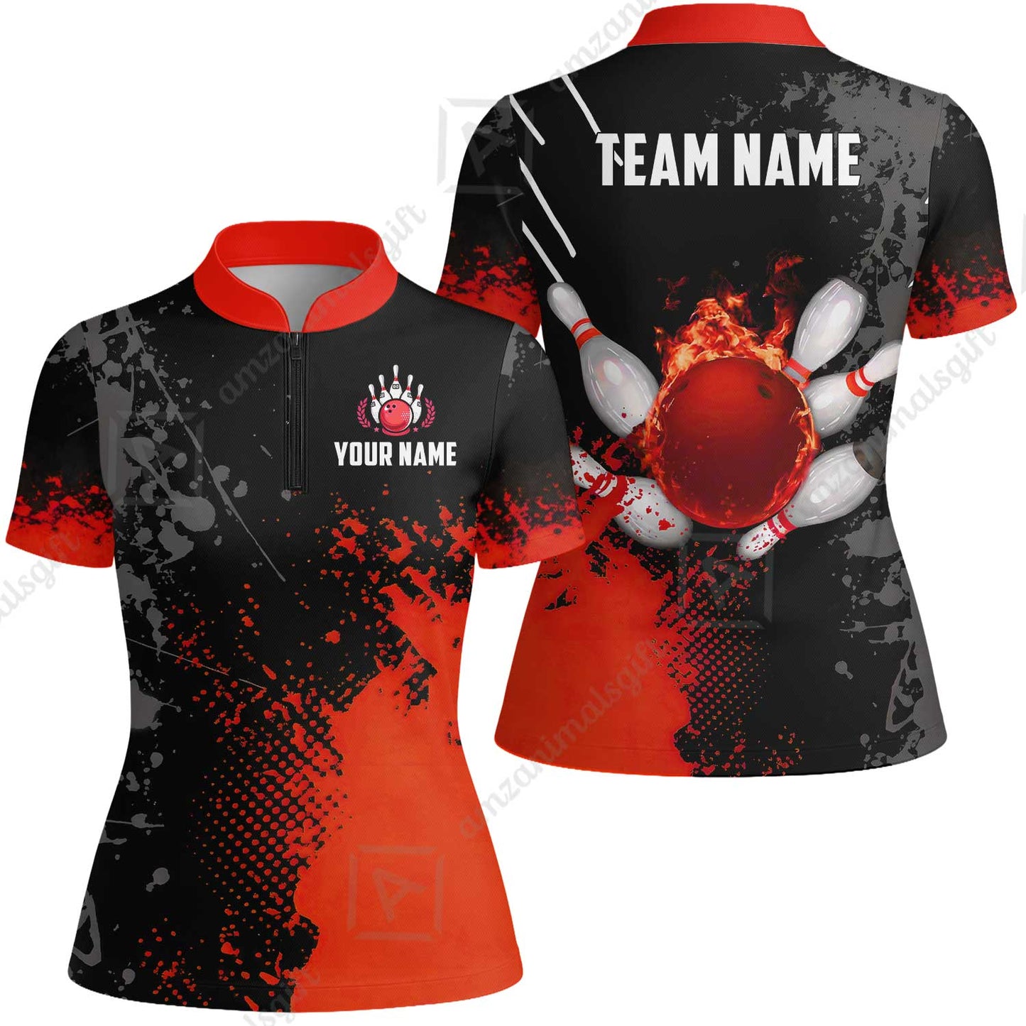Custom Bowling Jersey Polo Shirt, Fire Ball Bowling, Custom Bowling Jersey Team Shirt For Players With Name & Team Name