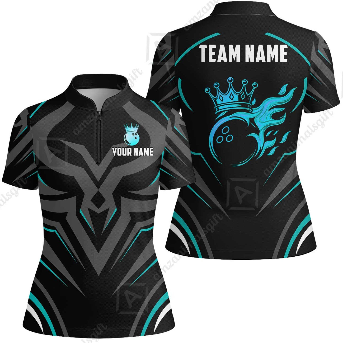 Custom Bowling Jersey Polo Shirt, Crowned Bowling Ball, Custom Bowling Jersey Team Shirt For Players With Name & Team Name