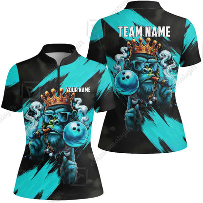 Custom Bowling Jersey Polo Shirt, Gorilla Boss King, Custom Bowling Jersey Team Shirt For Players With Name & Team Name