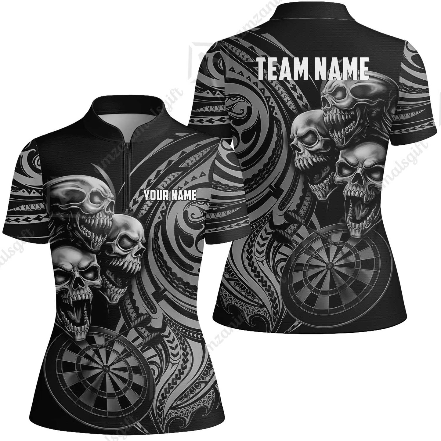 Custom Darts Team Jersey, Personalized Neon Skull Jersey Shirt For Players With Name & Team Name
