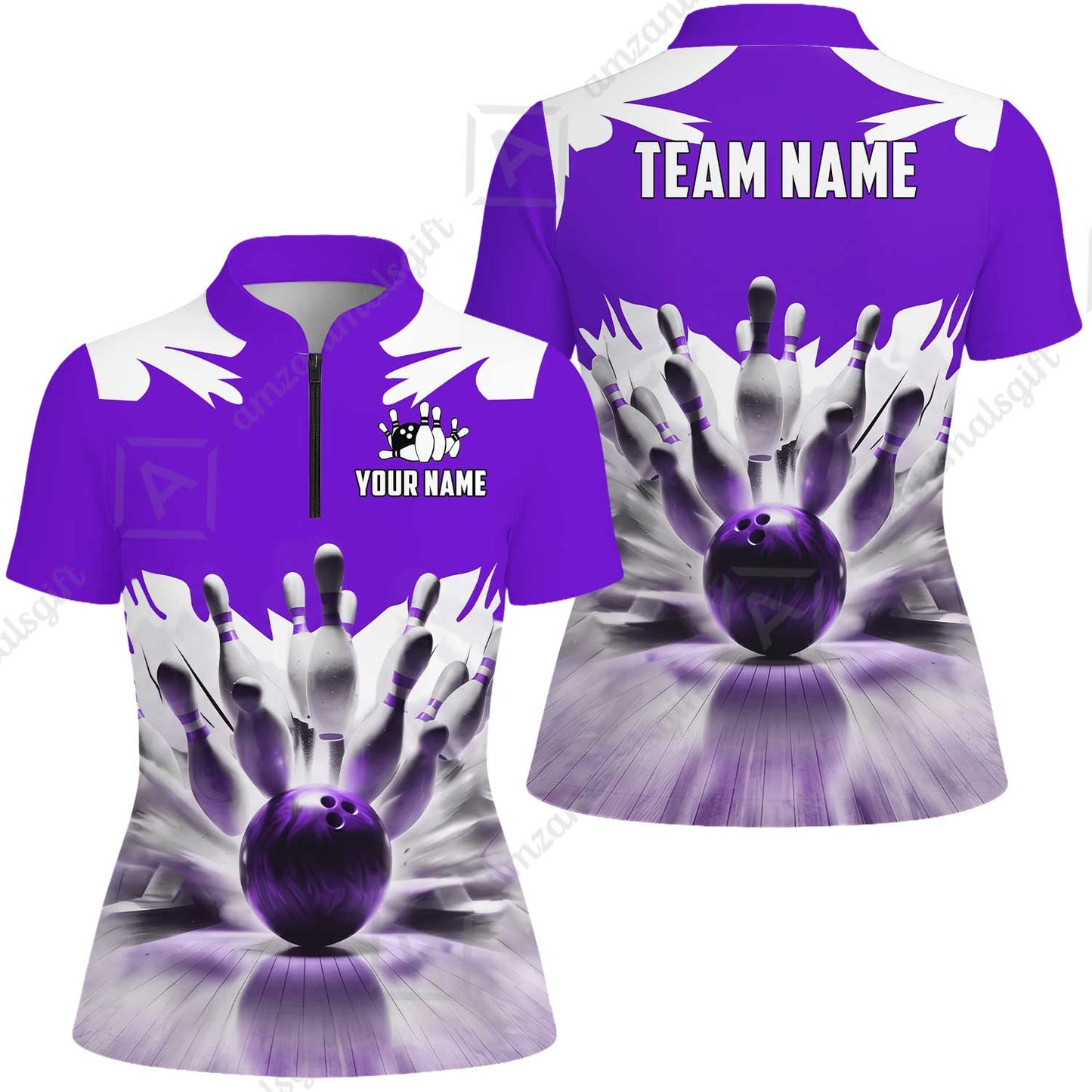 Custom Bowling Jersey Polo Shirt, Electric Marble Strike, Custom Bowling Jersey Team Shirt For Players With Name and Team Name