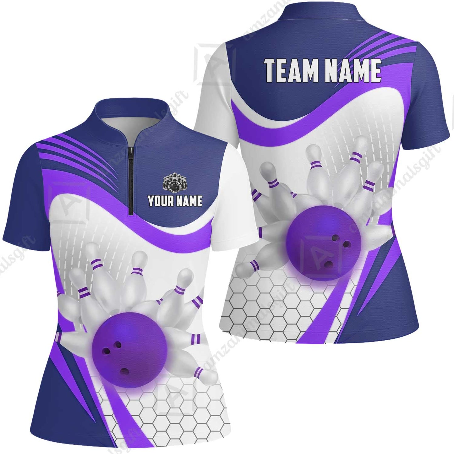 Custom Bowling Jersey Polo Shirt, Geometric Streamline & Fresh Mint, Custom Bowling Jersey Team Shirt For Players With Name & Team Name