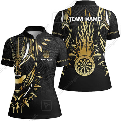 Custom Darts Team Jersey, Black Panther Forever Darts Jersey Polo Quarter-Zip Shirts, Custom Darts Uniforms Jerseys