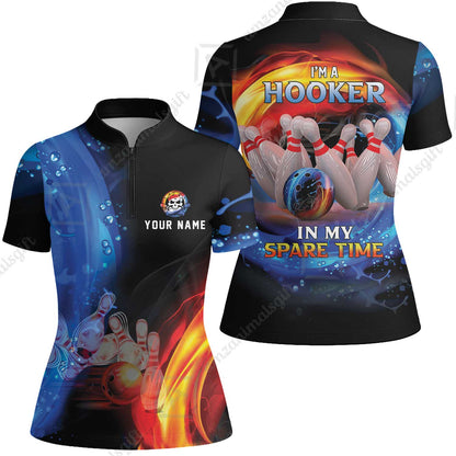 Customized Name Bowling Men Polo Shirts - Bowling I'm A Hooker In My Spare Time Personalized Polo Shirt