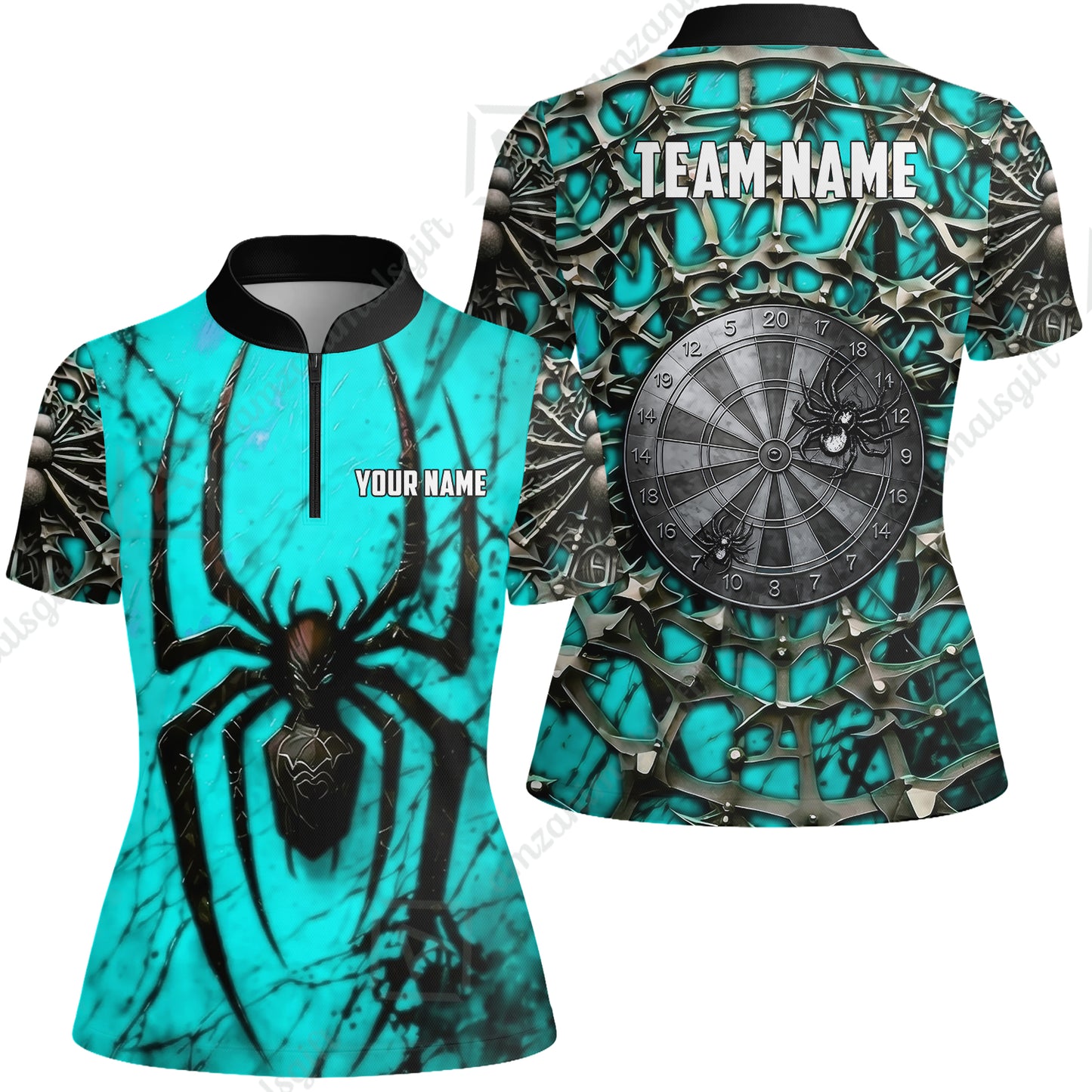 Custom Darts Jersey Polo Shirt, Gothic Widow Spiderweb, Custom Dart Jersey Team Shirt For Players With Name & Team Name