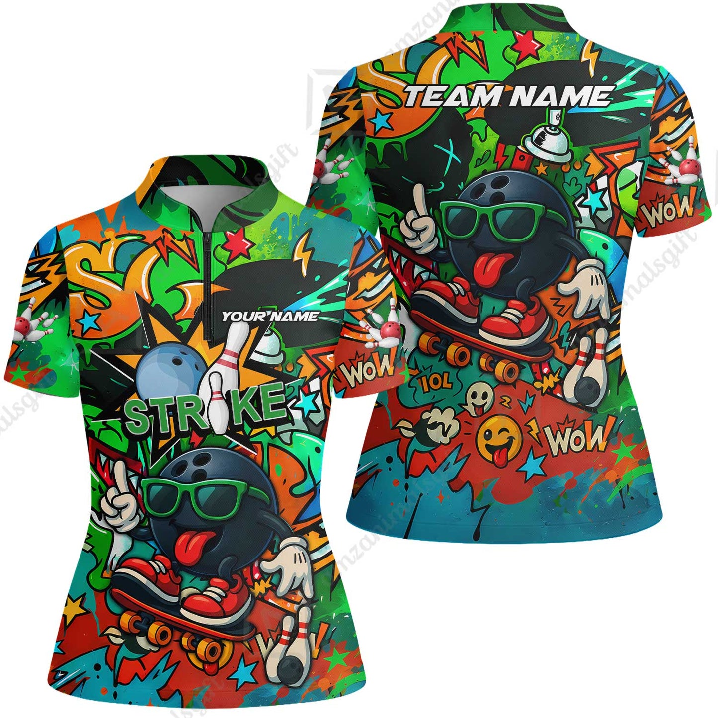 Customized Skater Bowler Bowling Jersey, Custom Name And Team Name For Bowlers