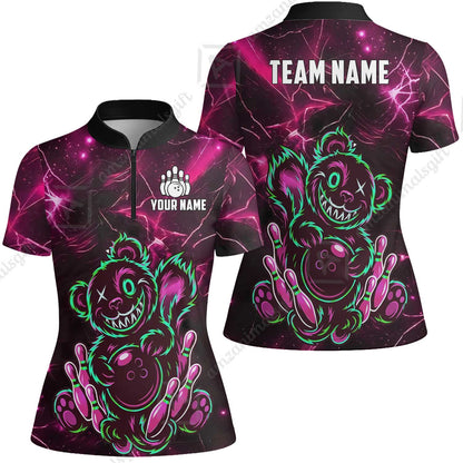 Custom Creepy Teddy Bowling Jersey Polo Shirt, Custom Creepy Teddy Bowling Jersey Team Shirt For Players With Name & Team Name