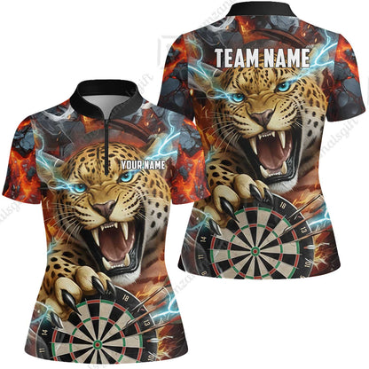 Custom Darts Team Jersey, Personalized Leopard Darts Polo Shirt For Players With Name & Team Name