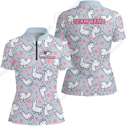 Custom Bowling Jersey Polo Shirt, Cute Alpaca Pattern Bowling Custom Bowling Jersey Team Shirt With Name & Team Name