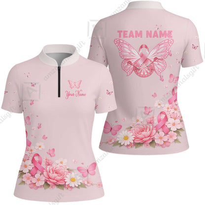 Custom Darts Jersey Polo Shirt, Butterfly Floral Darts, Custom Dart Jersey Team Shirt For Players With Name & Team Name