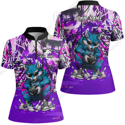 Custom Streetwear Wolf Bowling Jersey Polo Shirt, Custom Streetwear Wolf Bowling Jersey Team Shirt For Players With Name & Team Name