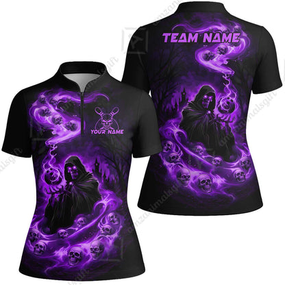 Custom Bowling Jersey Polo Shirt, Fiery Pool Shark, Custom Bowling Jersey Team Shirt For Players With Name & Team Name
