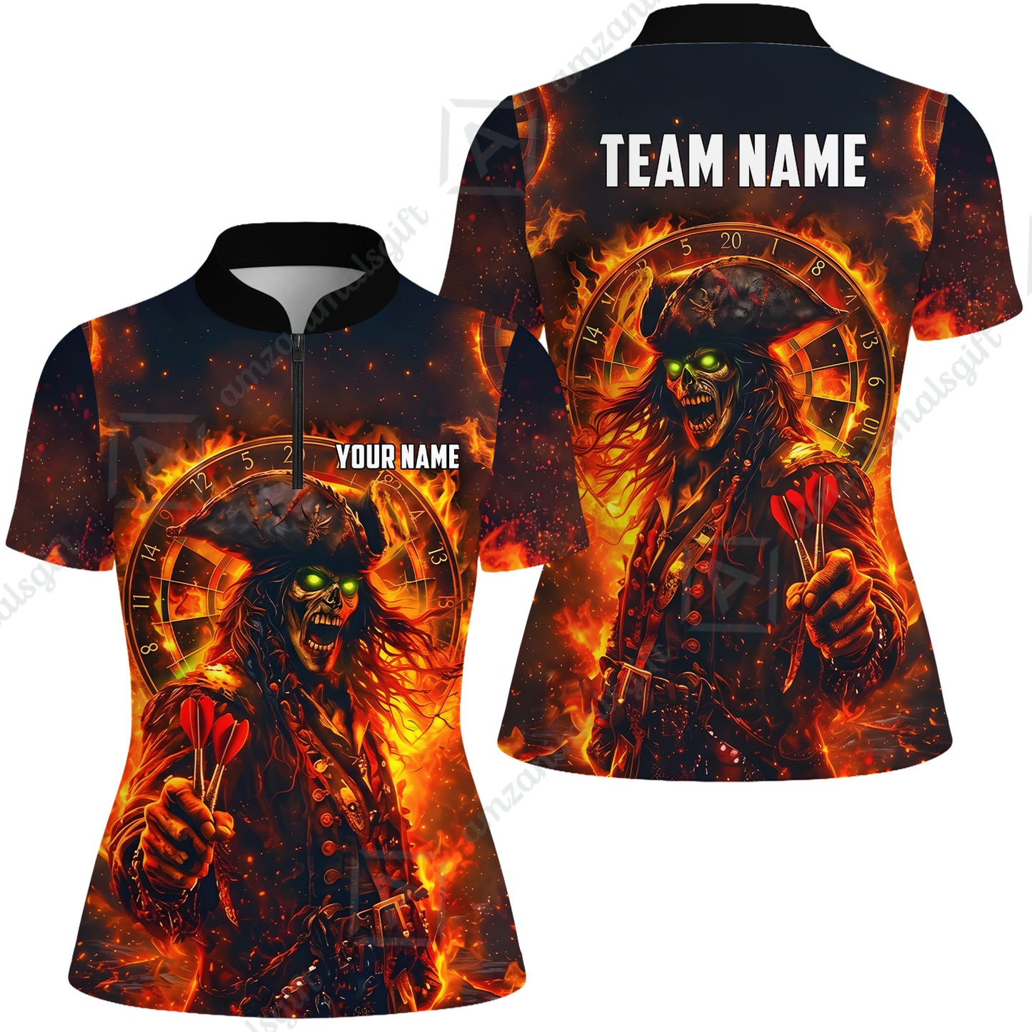 Custom Darts Jersey Polo Shirt, Ghost Pirate, Custom Dart Jersey Team Shirt For Players With Name & Team Name