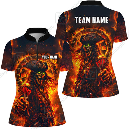 Custom Darts Jersey Polo Shirt, Ghost Pirate, Custom Dart Jersey Team Shirt For Players With Name & Team Name