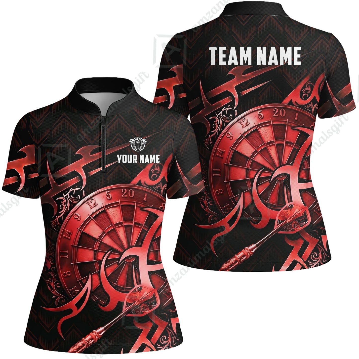 Custom Darts Jersey Polo Shirt, Tribal Darts & Mechanical Inferno, Custom Dart Jersey Team Shirt For Players With Name & Team Name