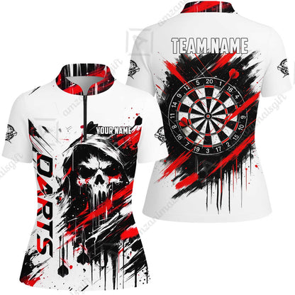 Custom Darts Jersey Polo Shirt, Grim Reaper Sketch Splatter, Custom Dart Jersey Team Shirt For Players With Name & Team Name