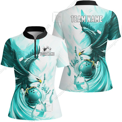 Custom Bowling Jersey Polo Shirt, Soaring Eagle, Custom Bowling Jersey Team Shirt For Players With Name & Team Name
