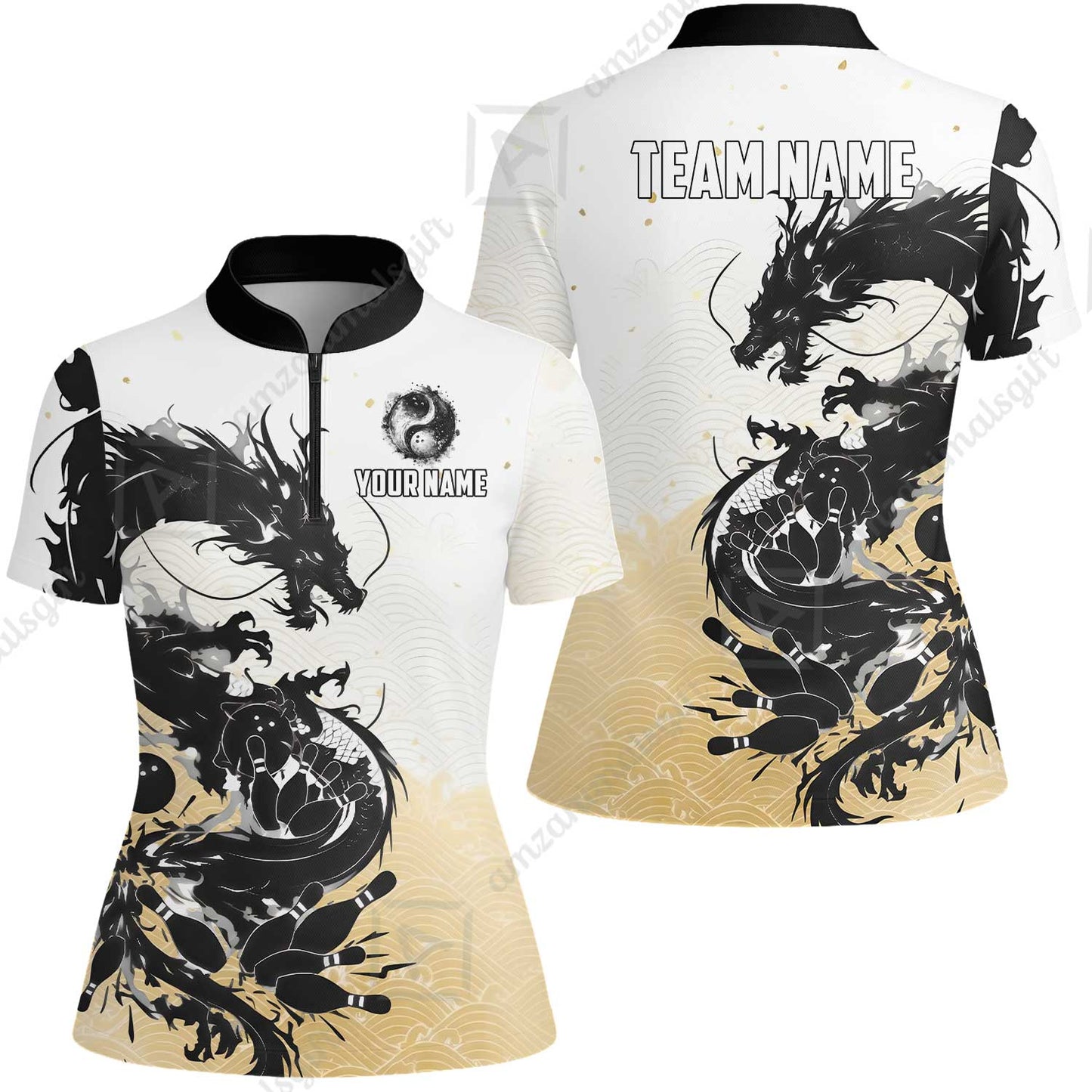 Custom Sumie Dragon Bowling Jersey Polo Shirt, Custom Sumie Dragon Bowling Jersey Team Shirt For Players With Name & Team Name