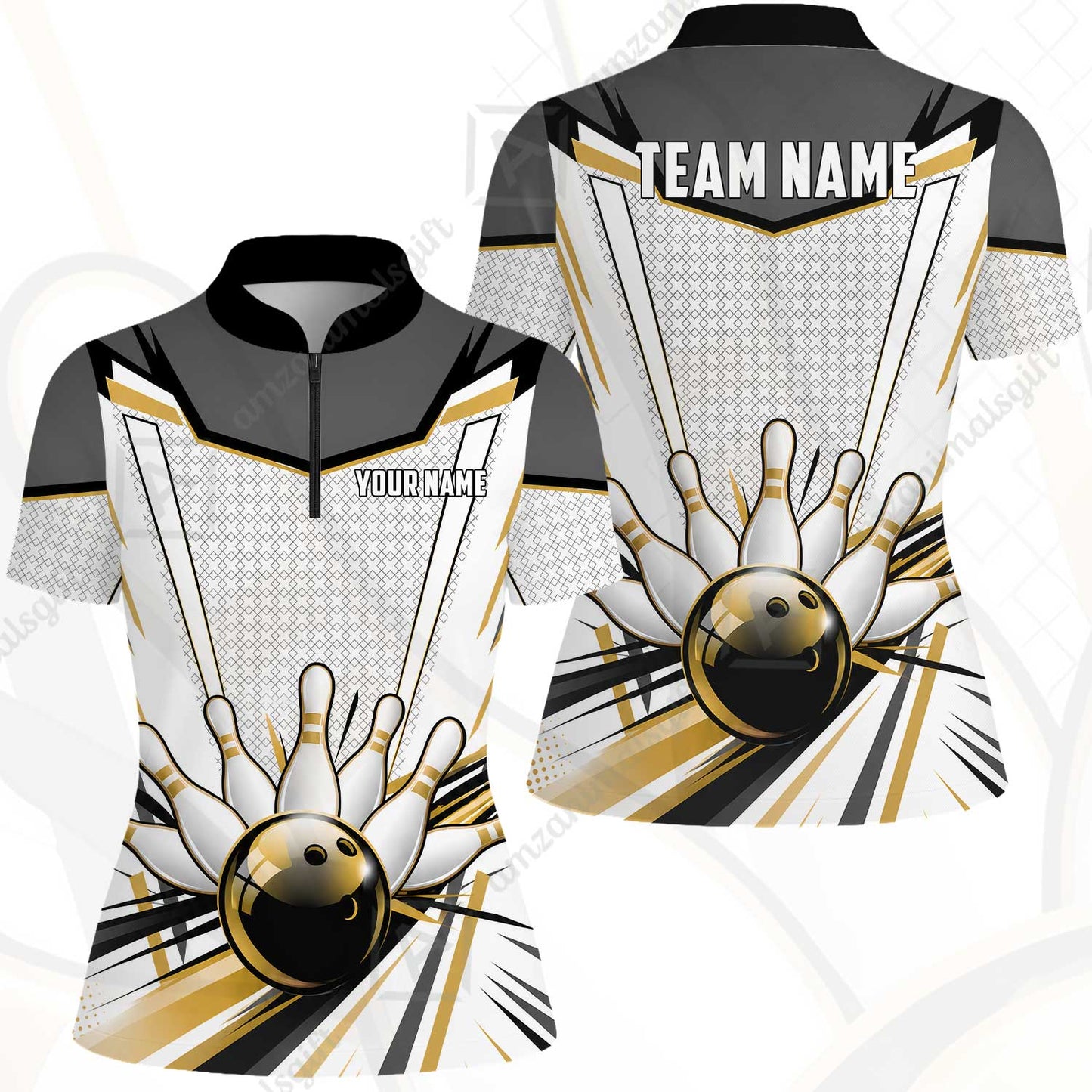 Customized Golden Cyber Strike Bowling Jersey, Custom Name And Team Name For Bowlers