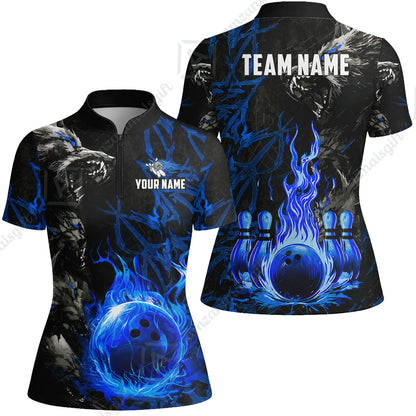 Custom Bowling Jersey Polo Shirt, Hellfire Werewolf & Crimson Strike, Custom Bowling Jersey Team Shirt For Players With Name & Team Name