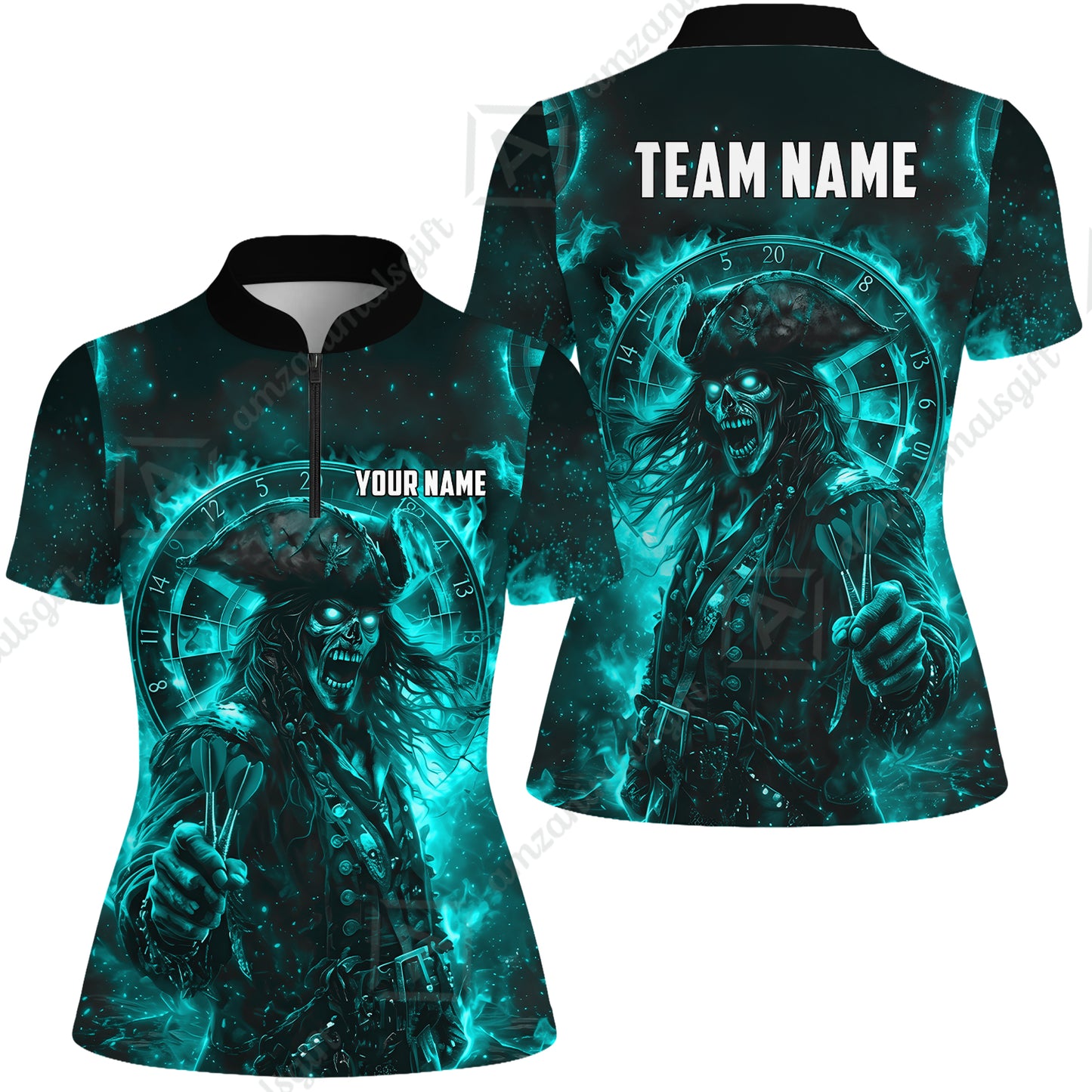 Custom Darts Jersey Polo Shirt, Ghost Pirate, Custom Dart Jersey Team Shirt For Players With Name & Team Name