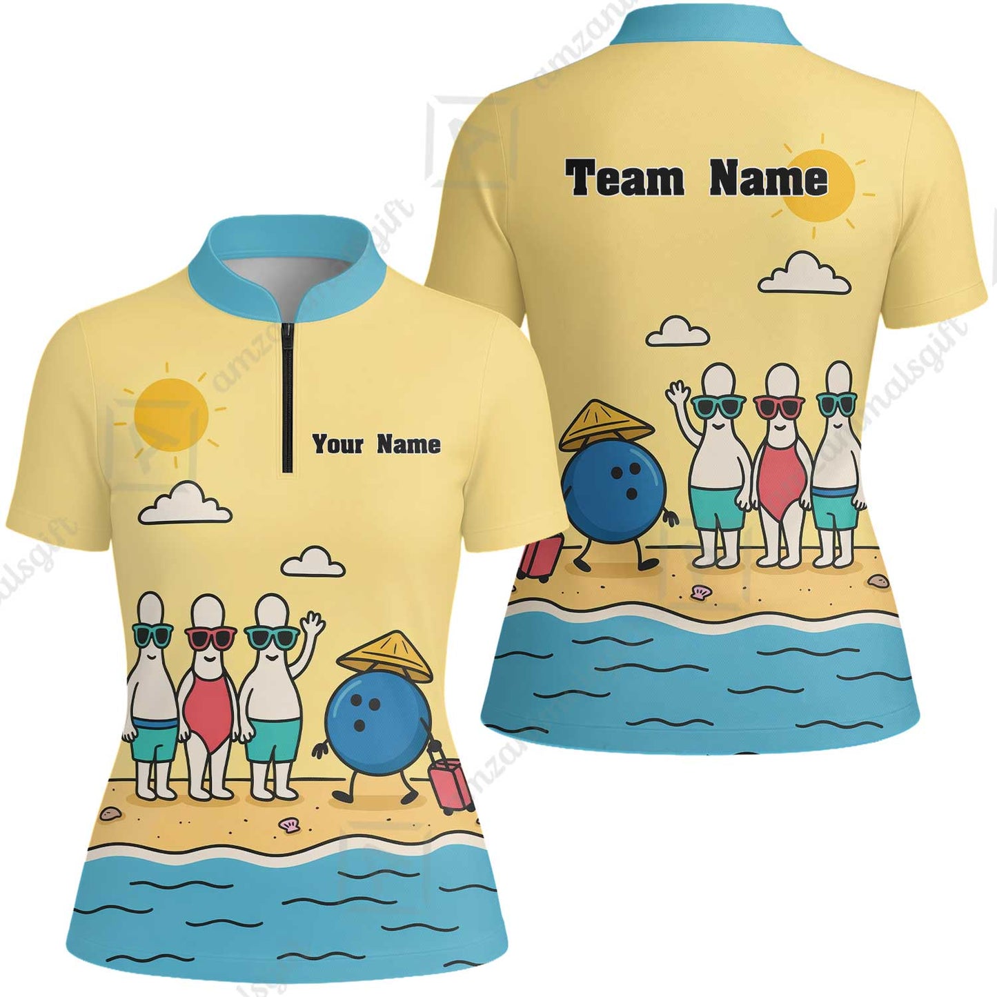 Custom Bowling Jersey Polo Shirt, Funny Summer Beach Holiday Pins, Custom Bowling Jersey Team Shirt For Players With Name and Team Name
