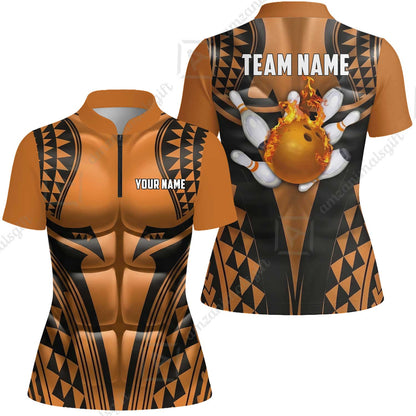 Custom Bowling Jersey Polo Shirt, Polynesian Strike, Custom Bowling Jersey Team Shirt For Players With Name & Team Name