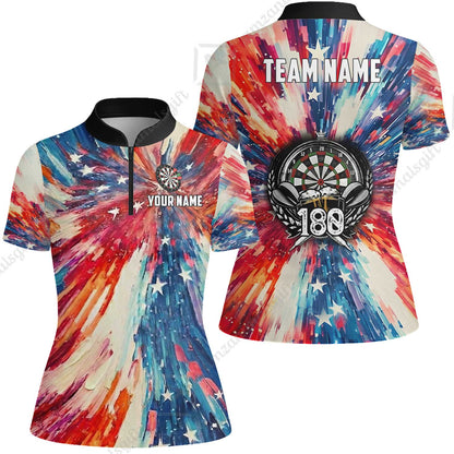 Custom Darts Team Jersey, Personalized 180 Beer USA Color Splash Darts Polo Shirt For Players With Name & Team Name