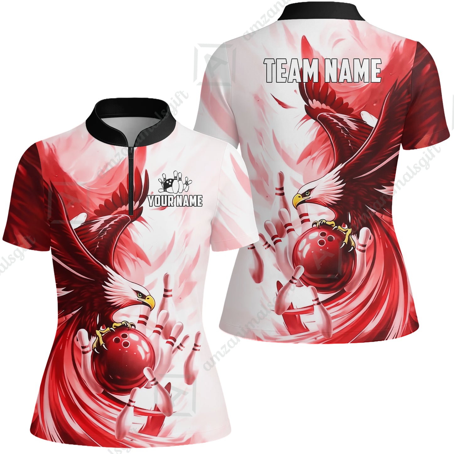 Custom Bowling Jersey Polo Shirt, Soaring Eagle, Custom Bowling Jersey Team Shirt For Players With Name & Team Name