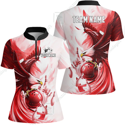Custom Bowling Jersey Polo Shirt, Soaring Eagle, Custom Bowling Jersey Team Shirt For Players With Name & Team Name
