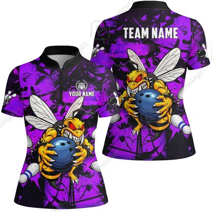 Custom Bowling Jersey Polo Shirt, The Wild Wasp Strike, Custom Bowling Jersey Team Shirt For Players With Name & Team Name