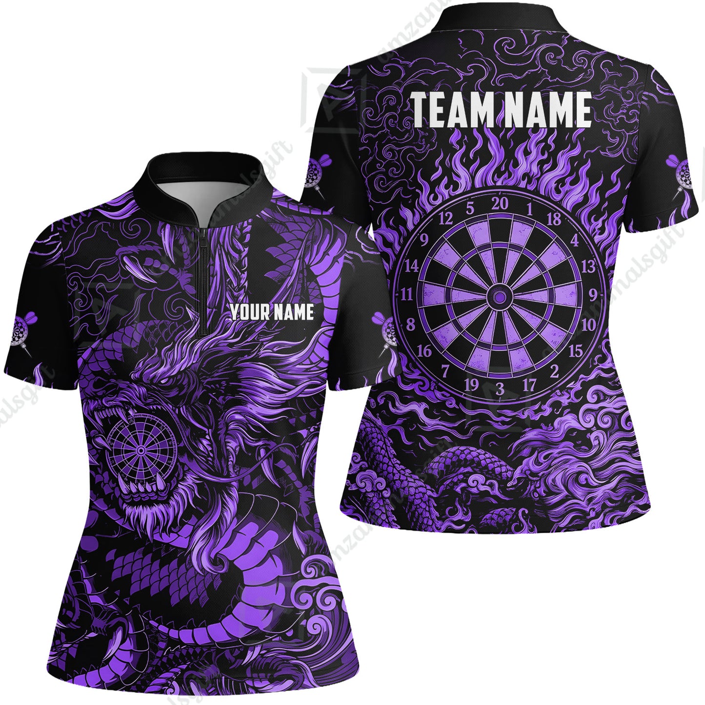 Custom Darts Jersey Polo Shirt, Dragon's Bullseye Darts, Custom Dart Jersey Team Shirt For Players With Name & Team Name