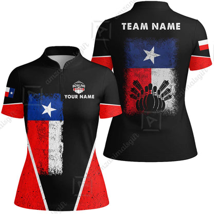 Custom Bowling Jersey Polo Shirt, Texas Stricker, Custom Bowling Jersey Team Shirt For Players With Name and Team Name