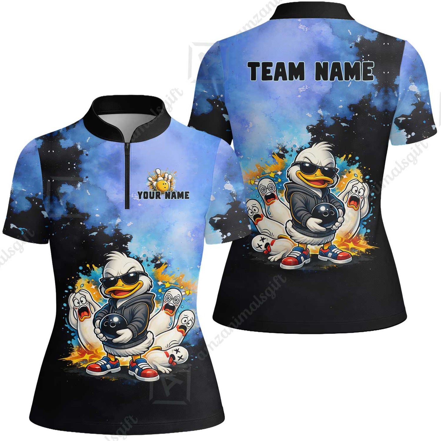 Custom Bowling Polo Shirt, Funny Screaming Pins Bowling Custom Bowling Polo Team Shirt For Players With Name & Team Name