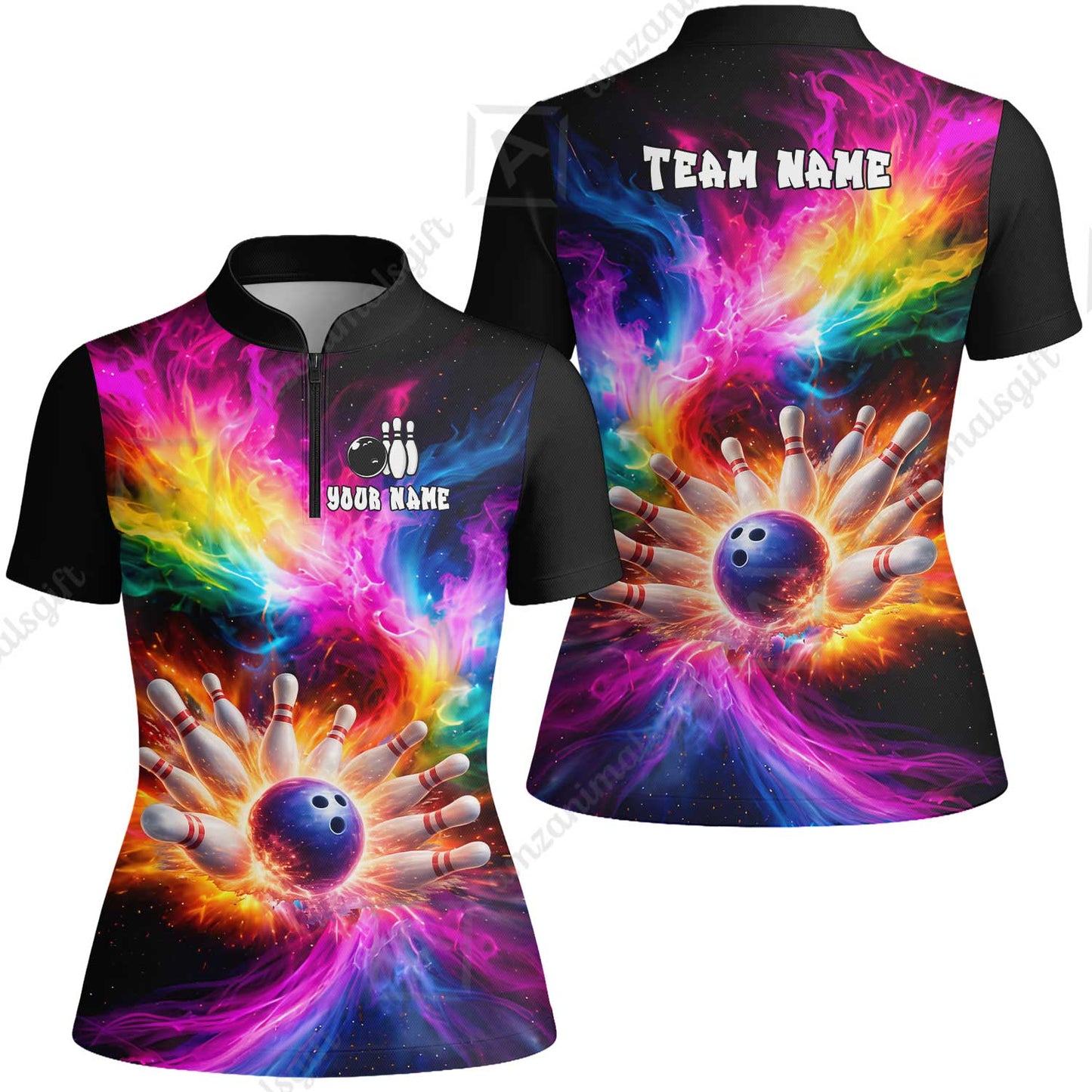 Custom Cosmic Bowling Night Jersey Polo Shirt, Custom Cosmic Bowling Night Jersey Team Shirt For Players With Name & Team Name