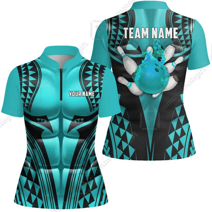 Custom Bowling Jersey Polo Shirt, Polynesian Strike, Custom Bowling Jersey Team Shirt For Players With Name & Team Name