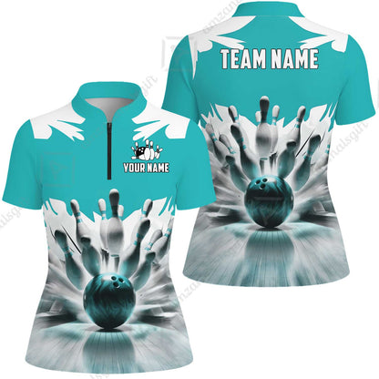 Custom Bowling Jersey Polo Shirt, Electric Marble Strike, Custom Bowling Jersey Team Shirt For Players With Name and Team Name