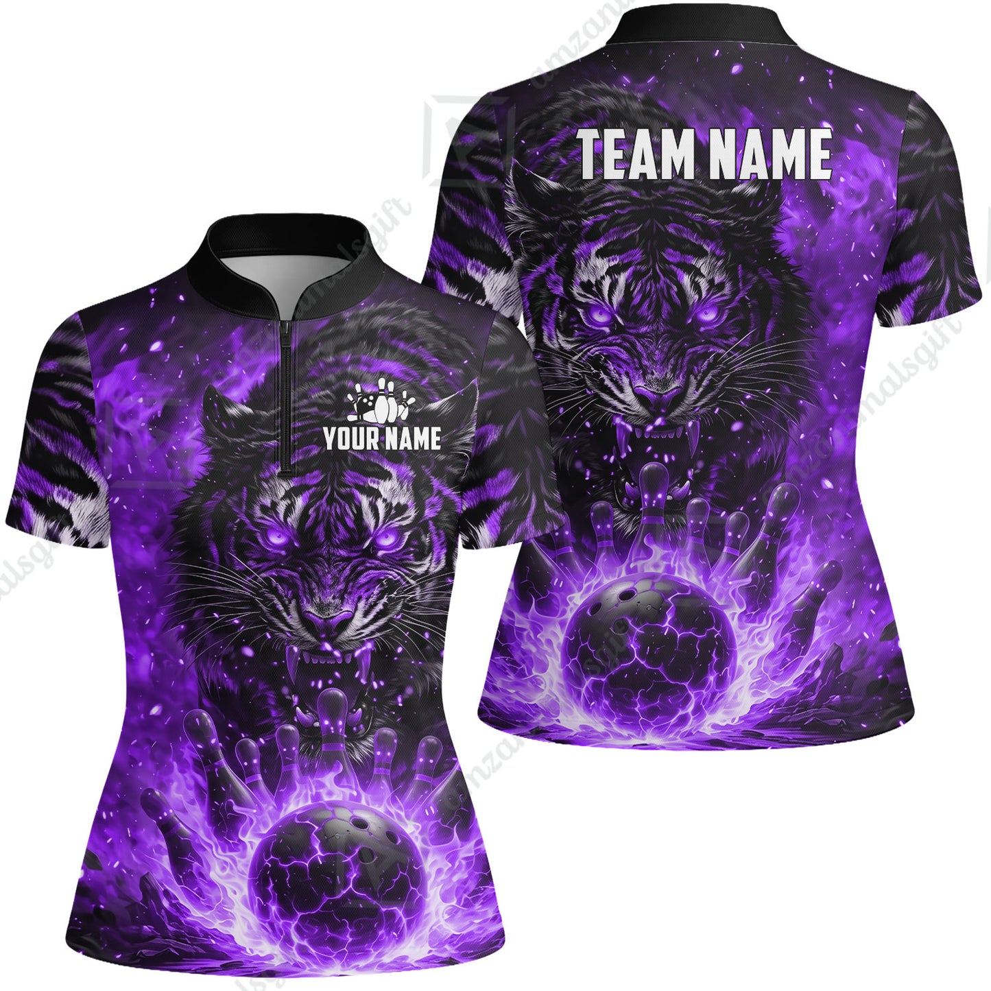 Custom Bowling Jersey Polo Shirt, Cursed Phantom Tiger, Custom Bowling Jersey Team Shirt For Players With Name & Team Name