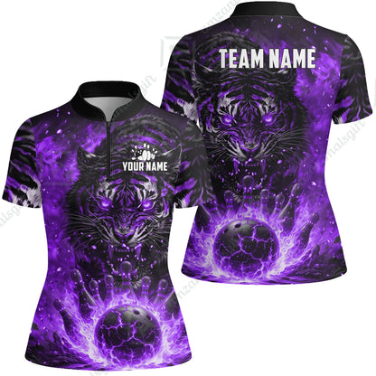Custom Bowling Jersey Polo Shirt, Cursed Phantom Tiger, Custom Bowling Jersey Team Shirt For Players With Name & Team Name