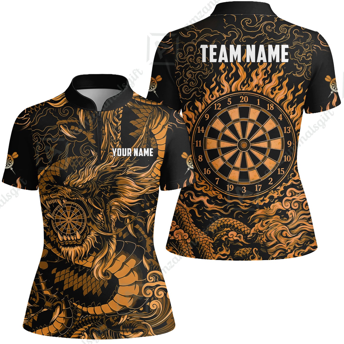 Custom Darts Jersey Polo Shirt, Dragon's Bullseye Darts, Custom Dart Jersey Team Shirt For Players With Name & Team Name