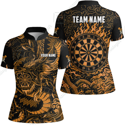Custom Darts Jersey Polo Shirt, Dragon's Bullseye Darts, Custom Dart Jersey Team Shirt For Players With Name & Team Name