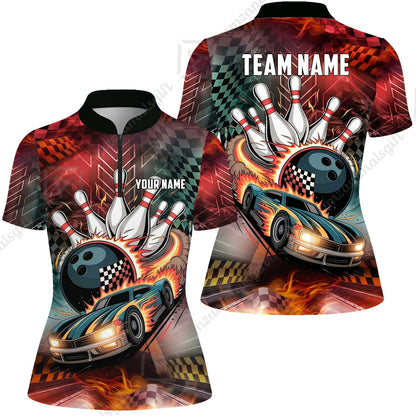 Custom Bowling Jersey Polo Shirt, Bowling Thunder Racing, Custom Bowling Jersey Team Shirt For Players With Name and Team Name