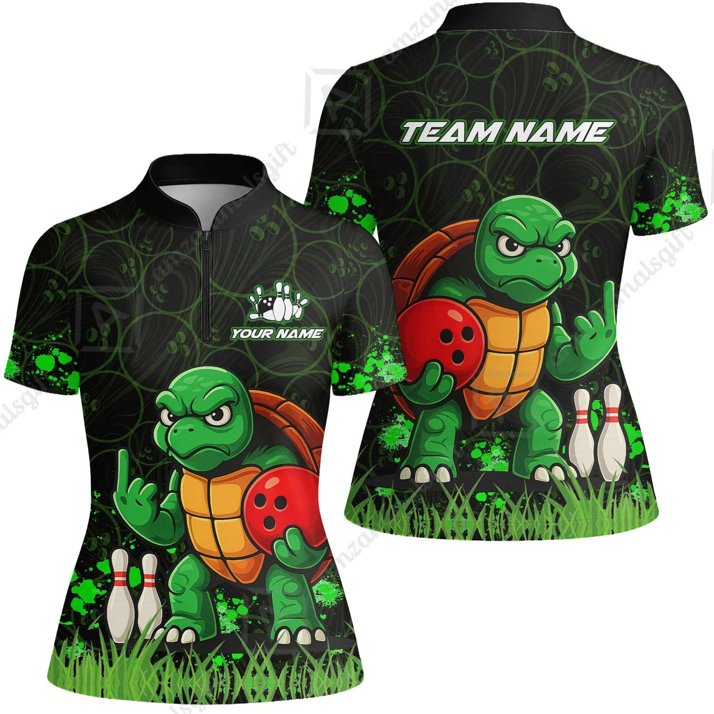 Customized Bowling Unisex Polo Shirt, Bowling Ninja Turtle, Bowling Uniform - Personalized Name And Team Name